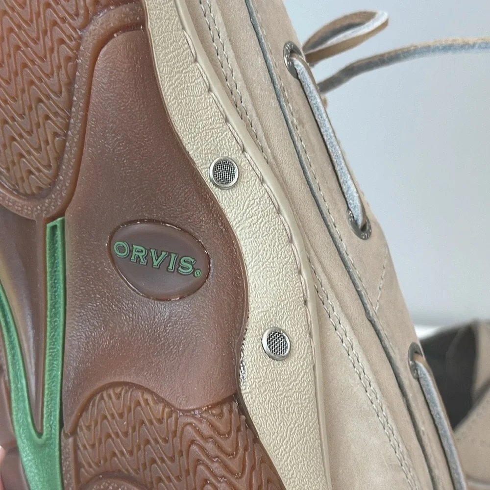 Orvis Cream Leather Topsider Boat Shoes Size 9.5